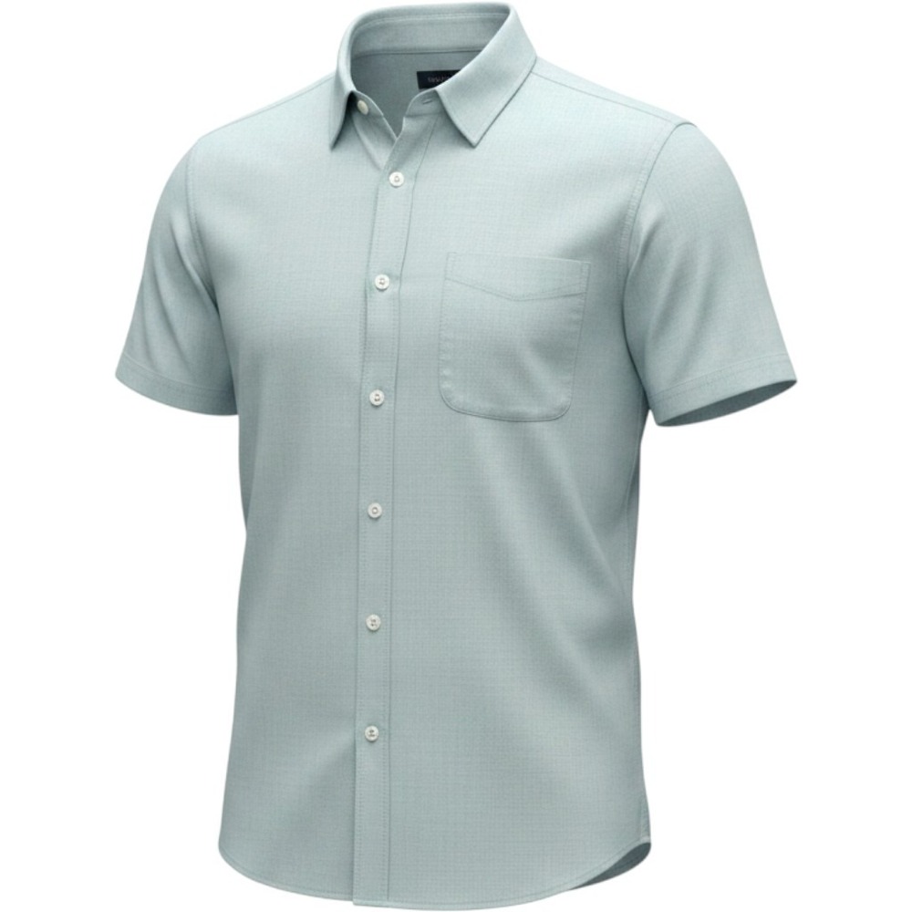Cariloha Mens 2XL Bamboo Cotton‎ Short Sleeve Button Down Shirt Seafoam Green